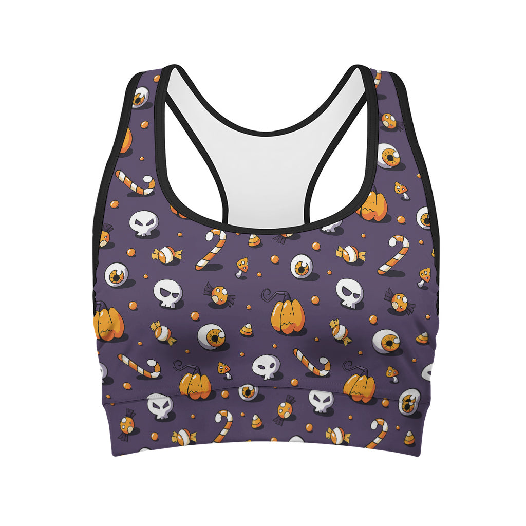 Halloween Eyeball Pattern Print Women's Sports Bra