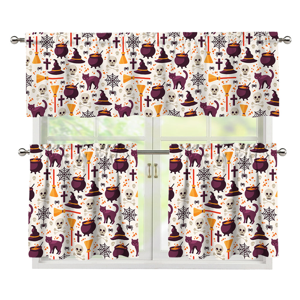 Halloween Festival Pattern Print 3 Piece Kitchen Curtains