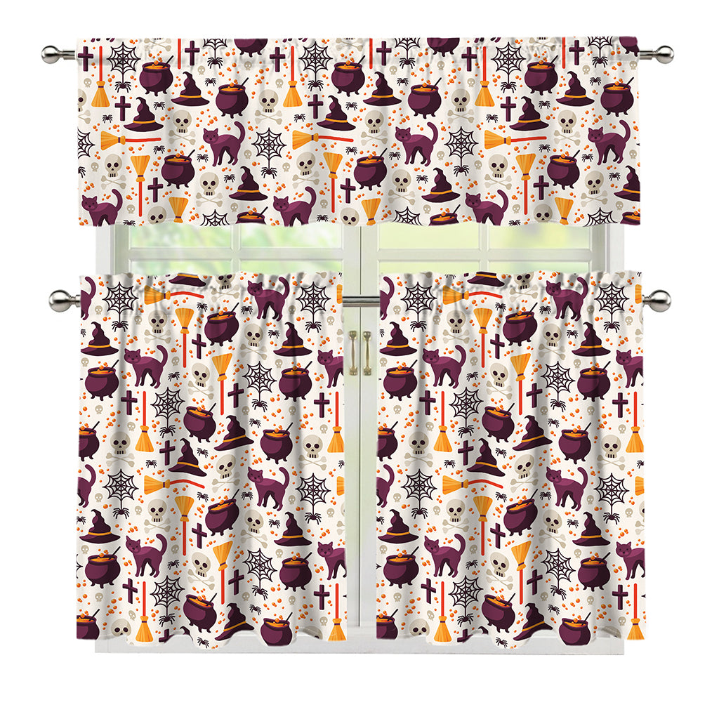 Halloween Festival Pattern Print 3 Piece Kitchen Curtains
