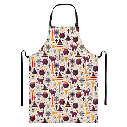 Halloween Festival Pattern Print Bib Apron With Pocket