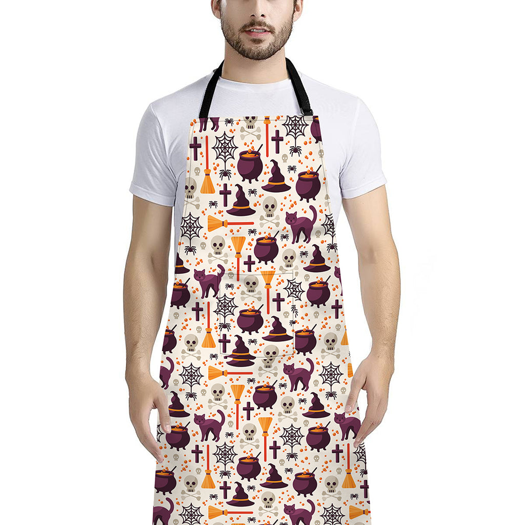 Halloween Festival Pattern Print Bib Apron With Pocket