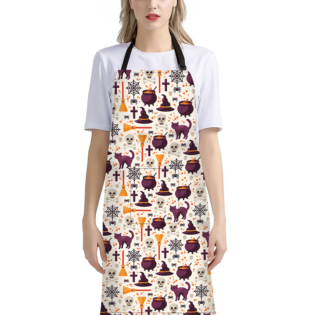 Halloween Festival Pattern Print Bib Apron With Pocket
