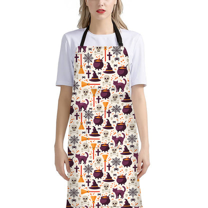 Halloween Festival Pattern Print Bib Apron With Pocket