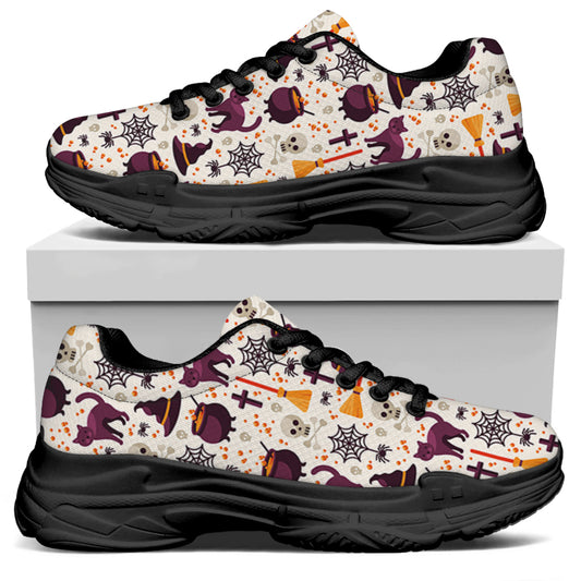 Halloween Festival Pattern Print Black Chunky Shoes
