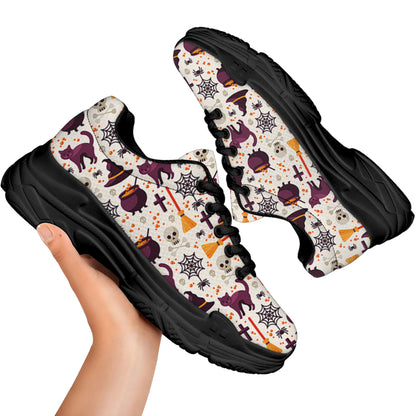 Halloween Festival Pattern Print Black Chunky Shoes