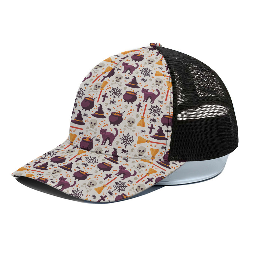 Halloween Festival Pattern Print Black Mesh Trucker Cap