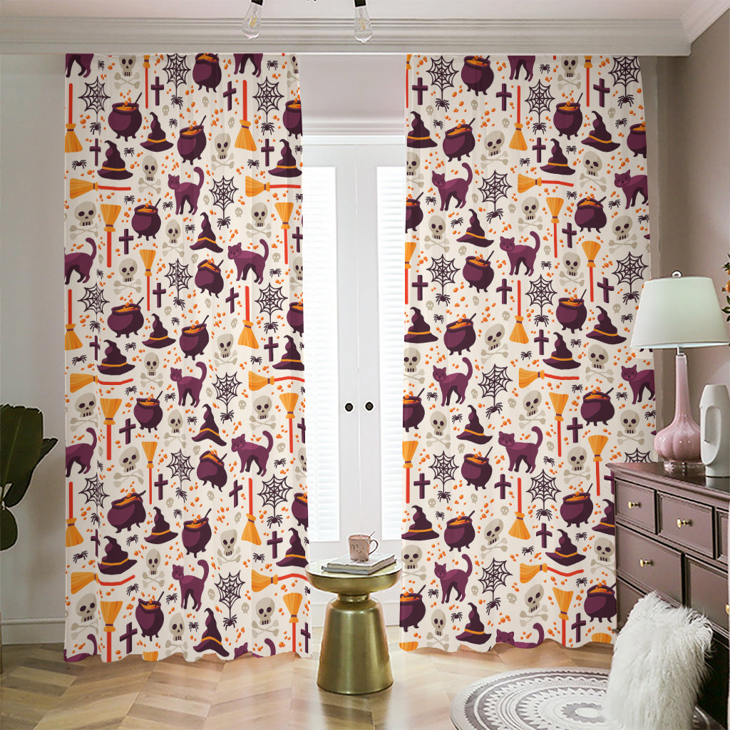 Halloween Festival Pattern Print Blackout Pencil Pleat Curtains