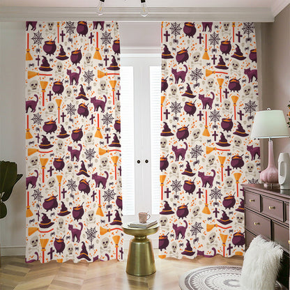 Halloween Festival Pattern Print Blackout Pencil Pleat Curtains