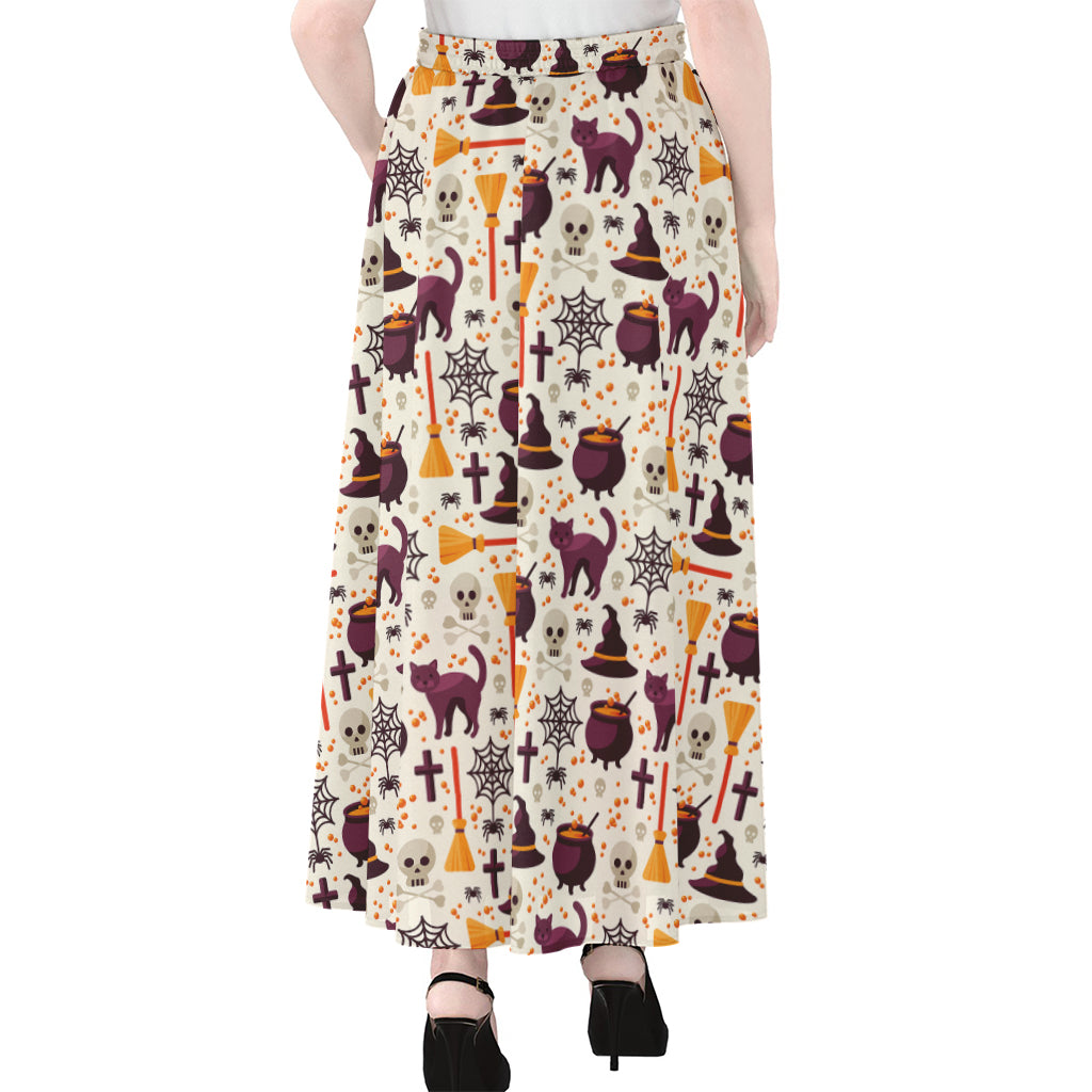 Halloween Festival Pattern Print Chiffon Maxi Skirt