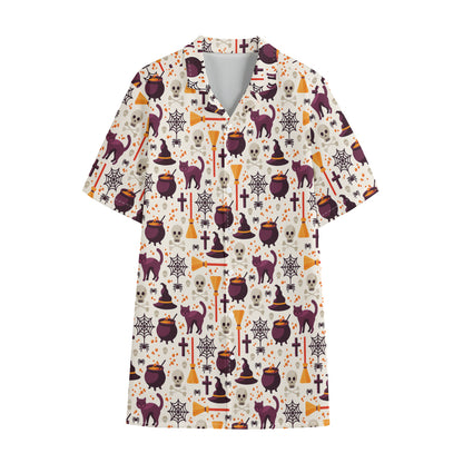 Halloween Festival Pattern Print Cotton Hawaiian Shirt