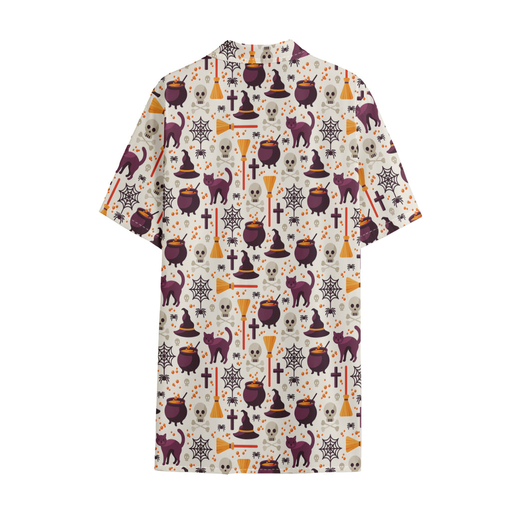 Halloween Festival Pattern Print Cotton Hawaiian Shirt