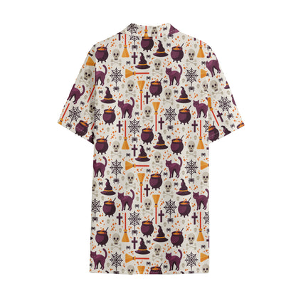 Halloween Festival Pattern Print Cotton Hawaiian Shirt