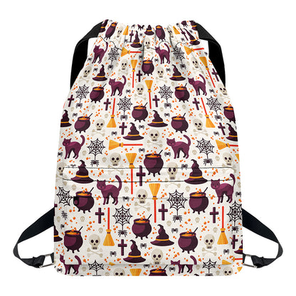 Halloween Festival Pattern Print Drawstring Backpack