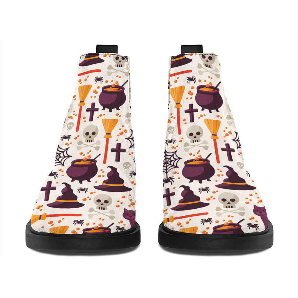 Halloween Festival Pattern Print Flat Ankle Boots