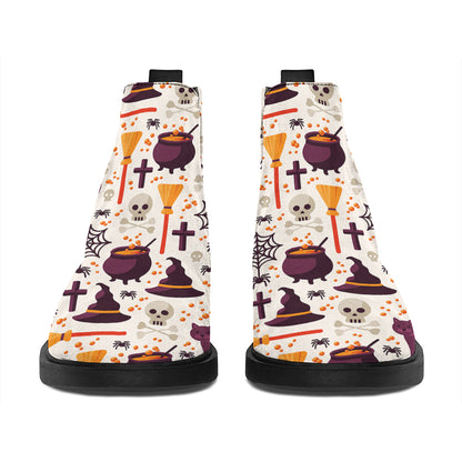Halloween Festival Pattern Print Flat Ankle Boots