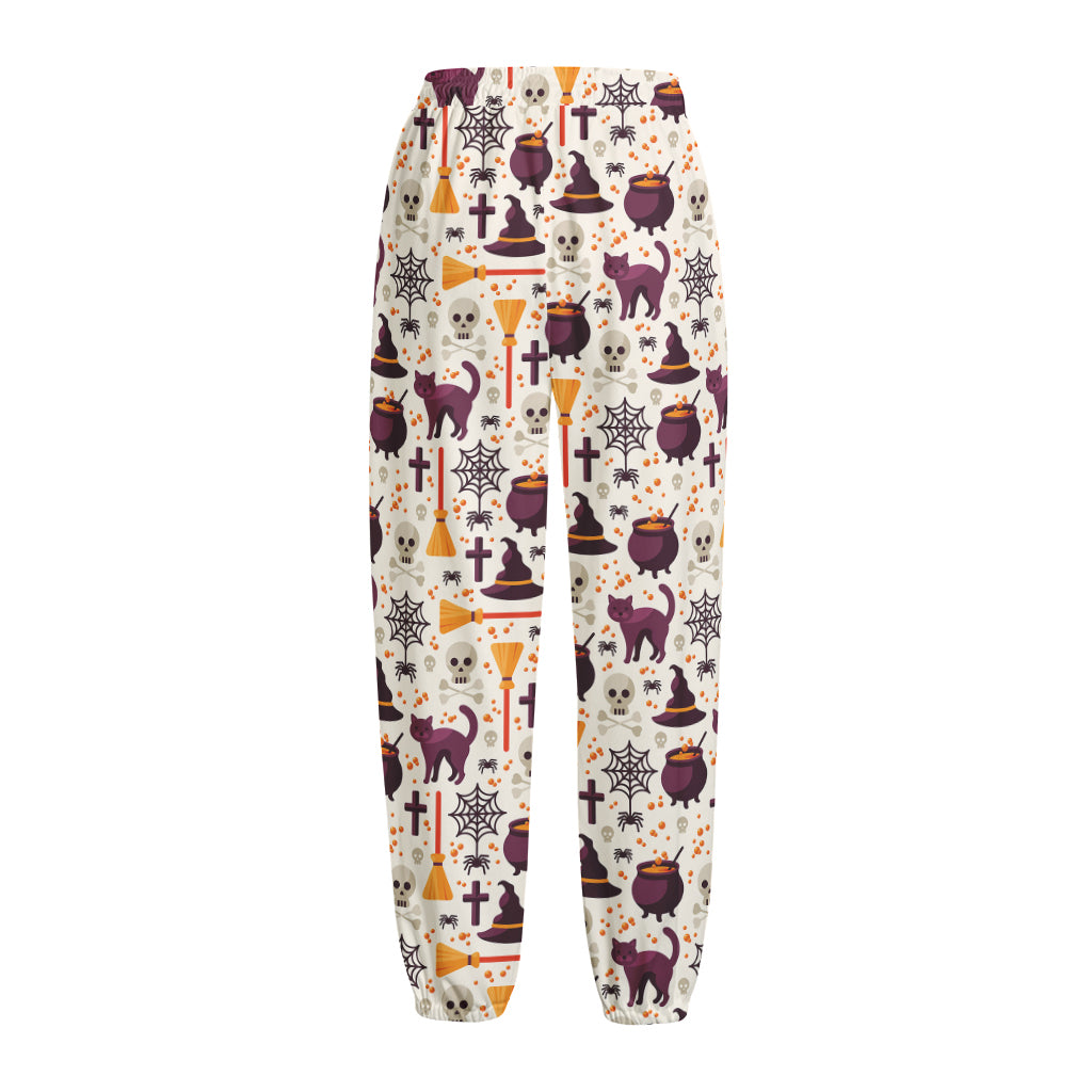 Halloween Festival Pattern Print Fleece Lined Knit Pants