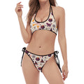 Halloween Festival Pattern Print Halter Scoop Tie Side Bikini