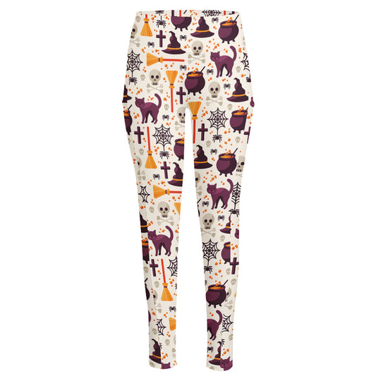 Halloween Festival Pattern Print High-Waisted Pocket Leggings