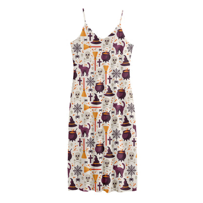 Halloween Festival Pattern Print Jersey Midi Cami Dress