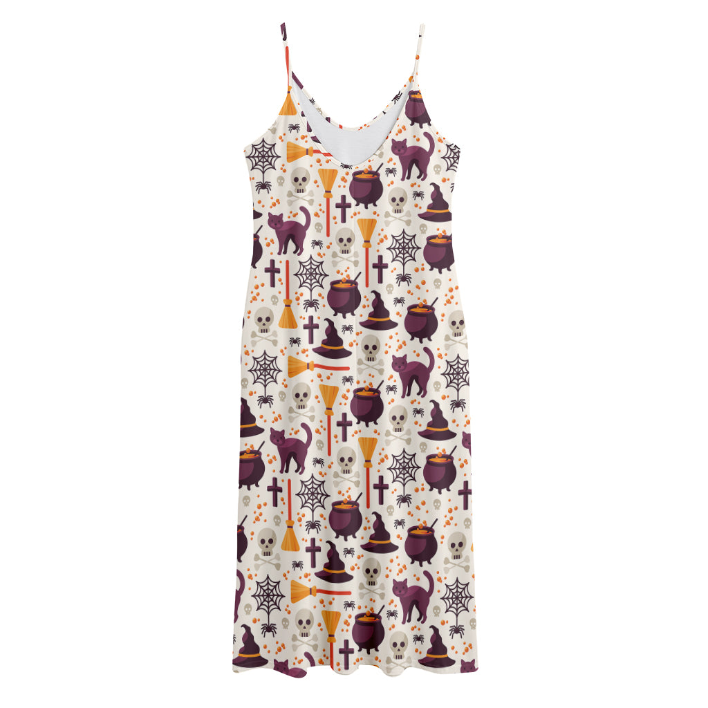 Halloween Festival Pattern Print Jersey Midi Cami Dress