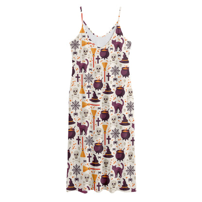 Halloween Festival Pattern Print Jersey Midi Cami Dress