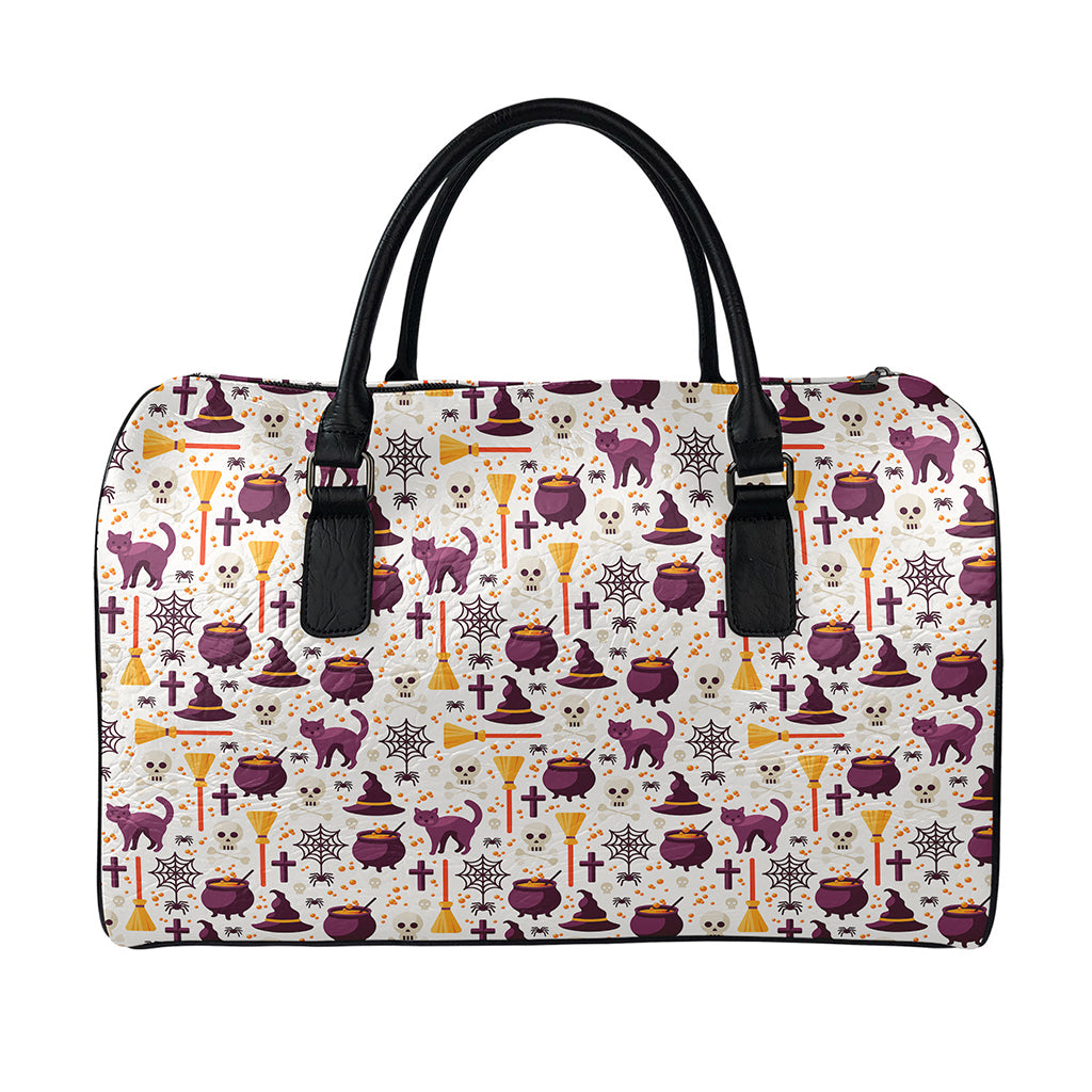 Halloween Festival Pattern Print Leather Duffle Bag