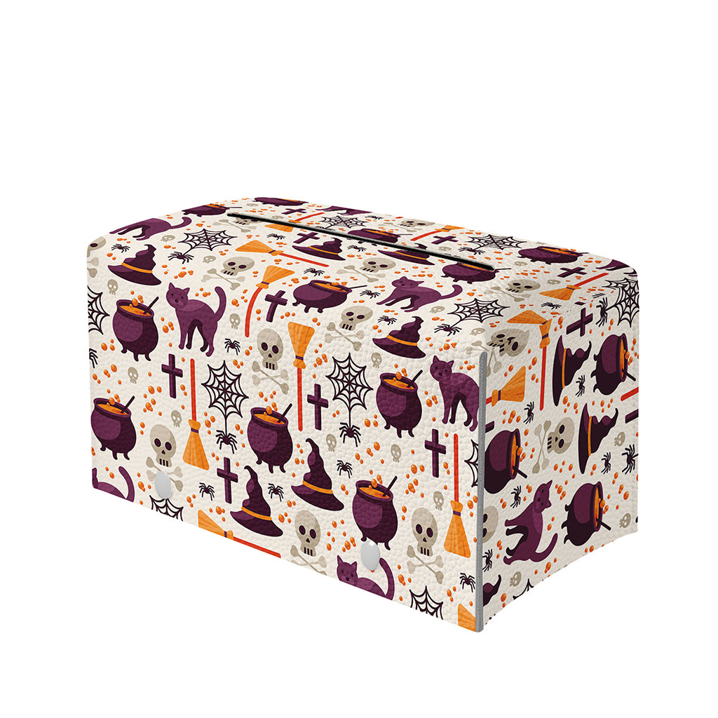 Halloween Festival Pattern Print Leather Tissue Box Cover