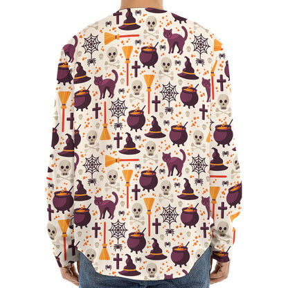 Halloween Festival Pattern Print Long Sleeve Baseball Jersey