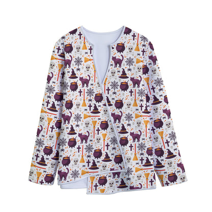 Halloween Festival Pattern Print Long Sleeve Short Coat