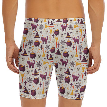 Halloween Festival Pattern Print Men's Long Boxer Briefs