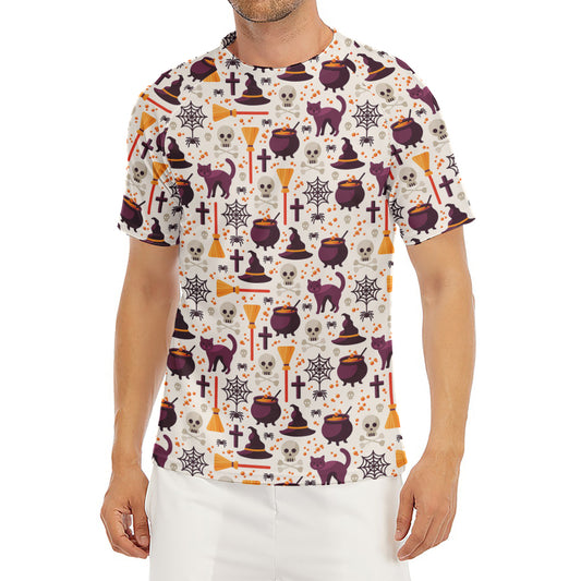 Halloween Festival Pattern Print Men's Short Sleeve Rash Guard
