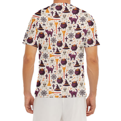 Halloween Festival Pattern Print Men's Short Sleeve Rash Guard