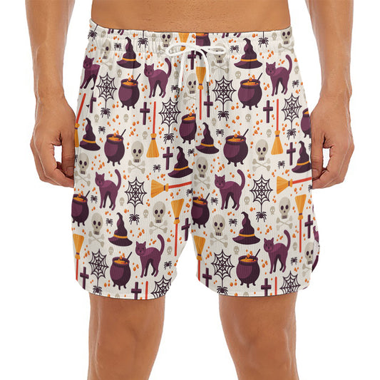 Halloween Festival Pattern Print Men's Split Running Shorts
