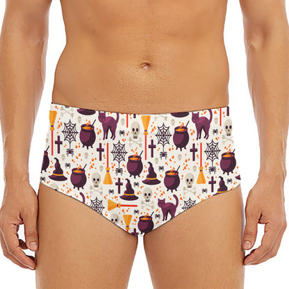 Halloween Festival Pattern Print Men's Triangle Swim Briefs