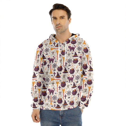 Halloween Festival Pattern Print Men's Velvet Pullover Hoodie