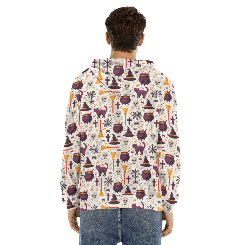 Halloween Festival Pattern Print Men's Velvet Pullover Hoodie