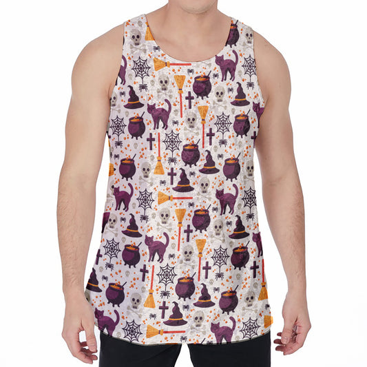 Halloween Festival Pattern Print Men's Velvet Tank Top