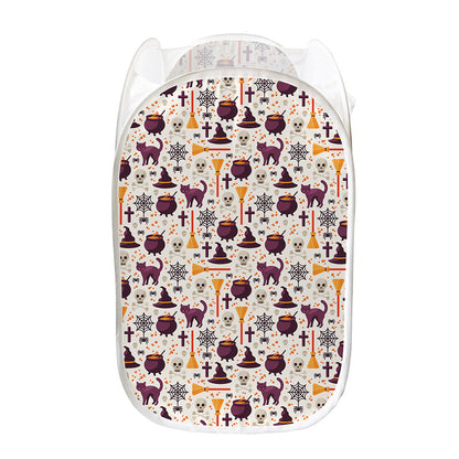 Halloween Festival Pattern Print Mesh Laundry Hamper