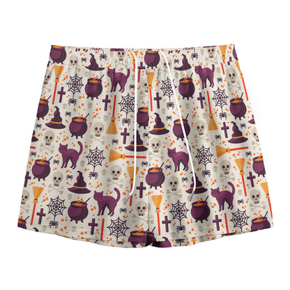 Halloween Festival Pattern Print Mesh Shorts