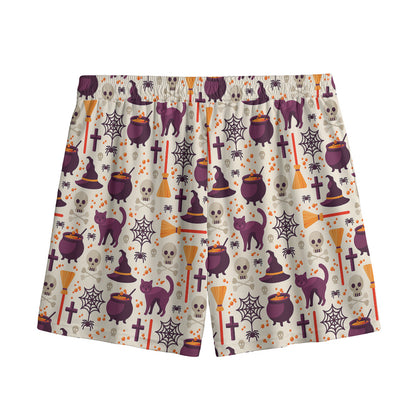Halloween Festival Pattern Print Mesh Shorts