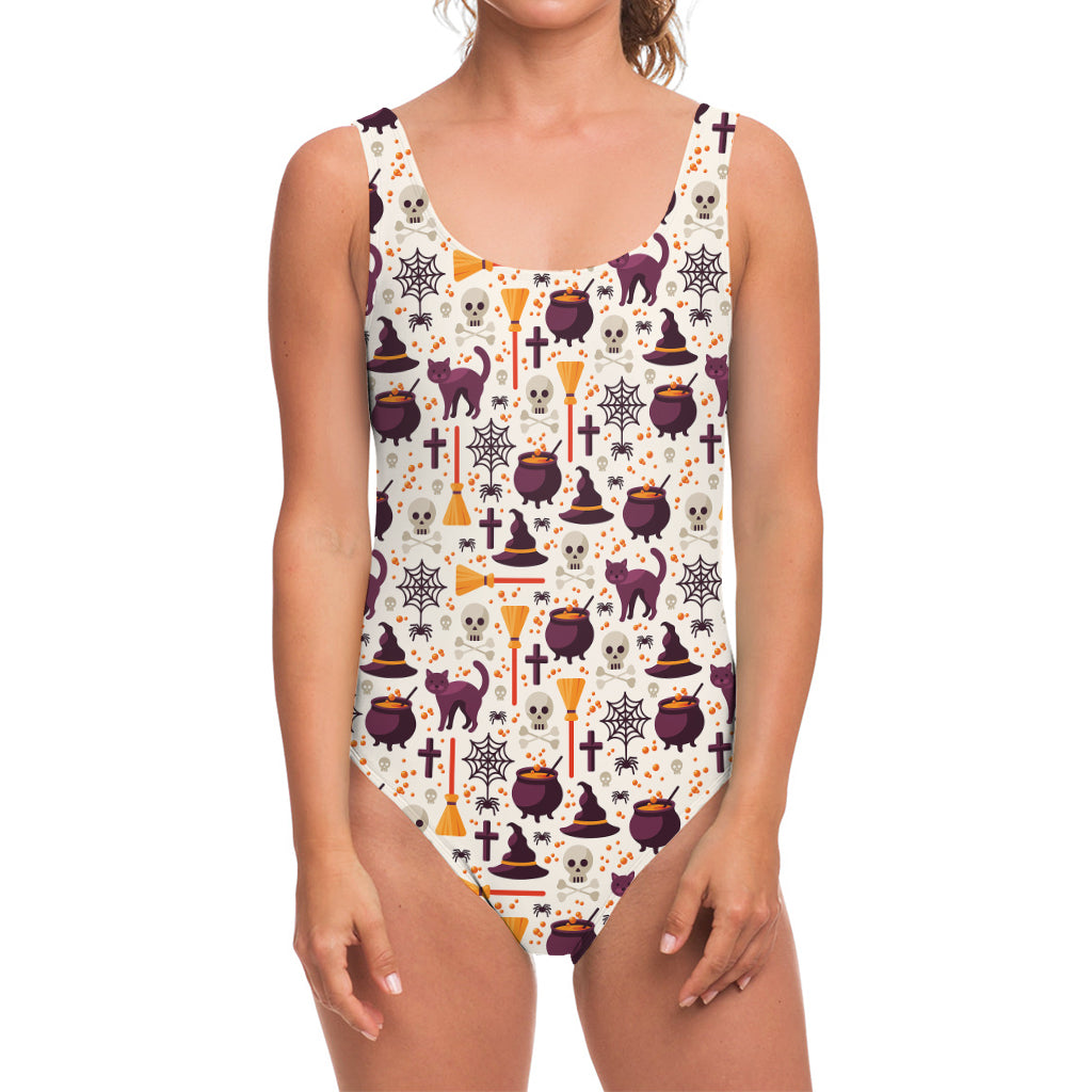 Halloween Festival Pattern Print One Piece Swimsuit