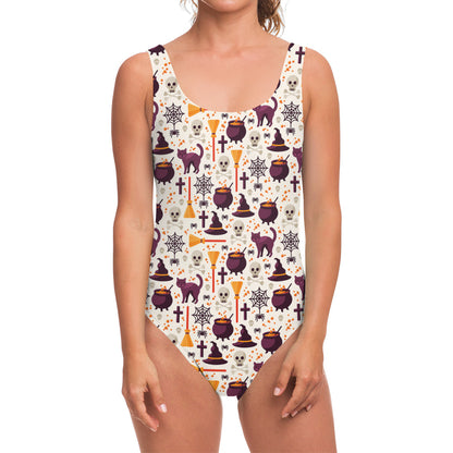 Halloween Festival Pattern Print One Piece Swimsuit