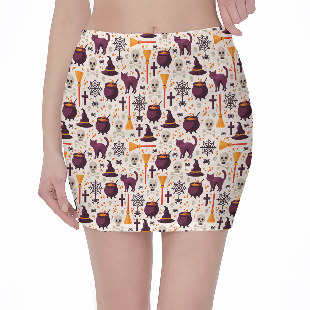 Halloween Festival Pattern Print Pencil Mini Skirt