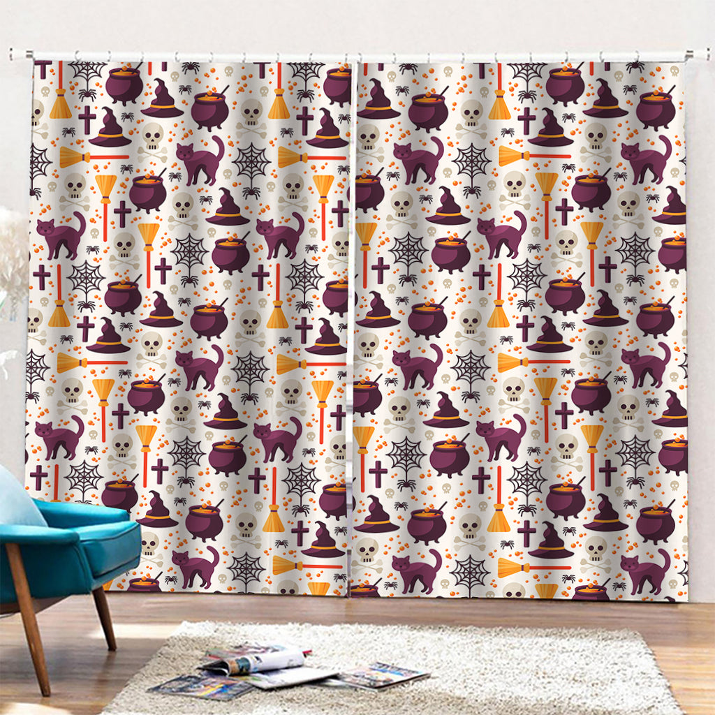 Halloween Festival Pattern Print Pencil Pleat Curtains