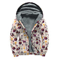 Halloween Festival Pattern Print Sherpa Lined Zip Up Hoodie