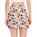 Halloween Festival Pattern Print Side Slit Mini Skirt