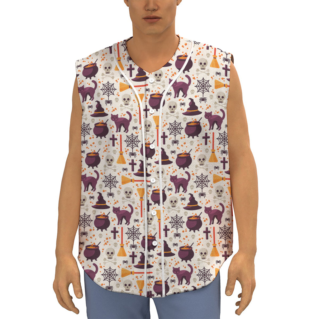 Halloween Festival Pattern Print Sleeveless Baseball Jersey