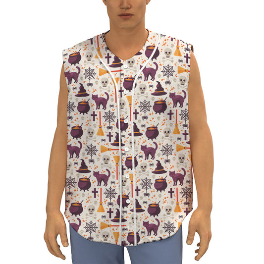 Halloween Festival Pattern Print Sleeveless Baseball Jersey