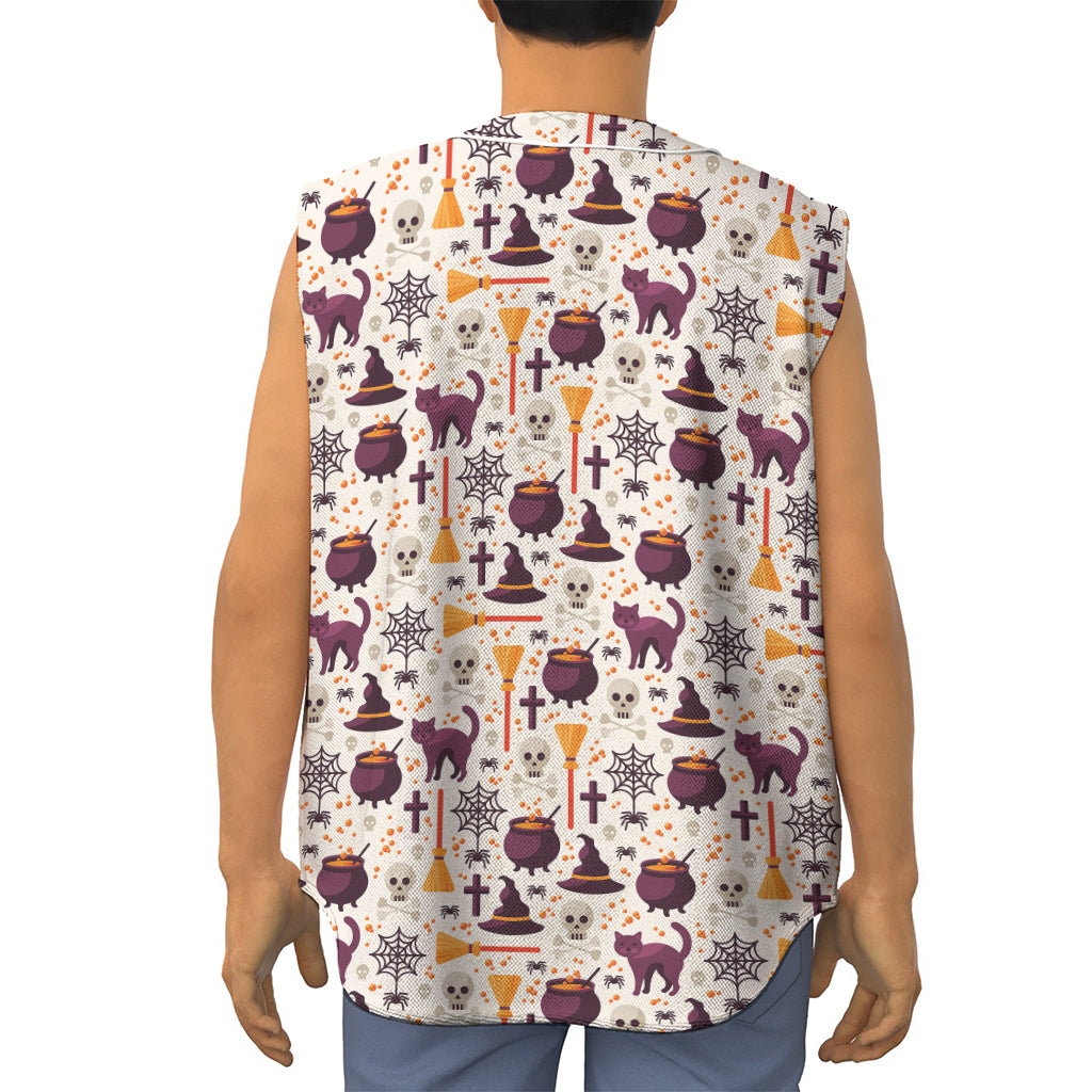 Halloween Festival Pattern Print Sleeveless Baseball Jersey