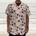 Halloween Festival Pattern Print Textured Short Sleeve Shirt